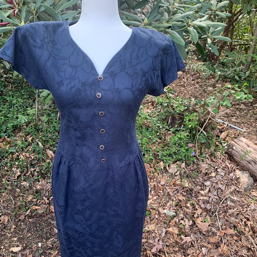 Vintage Warren Petites black brocade dress